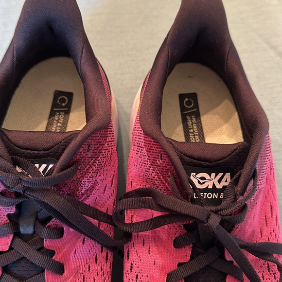 Hoka Womens W Clifton 8 Blue Graphite/Ibis rose sneakers size 10.5 - Picture 2 of 7